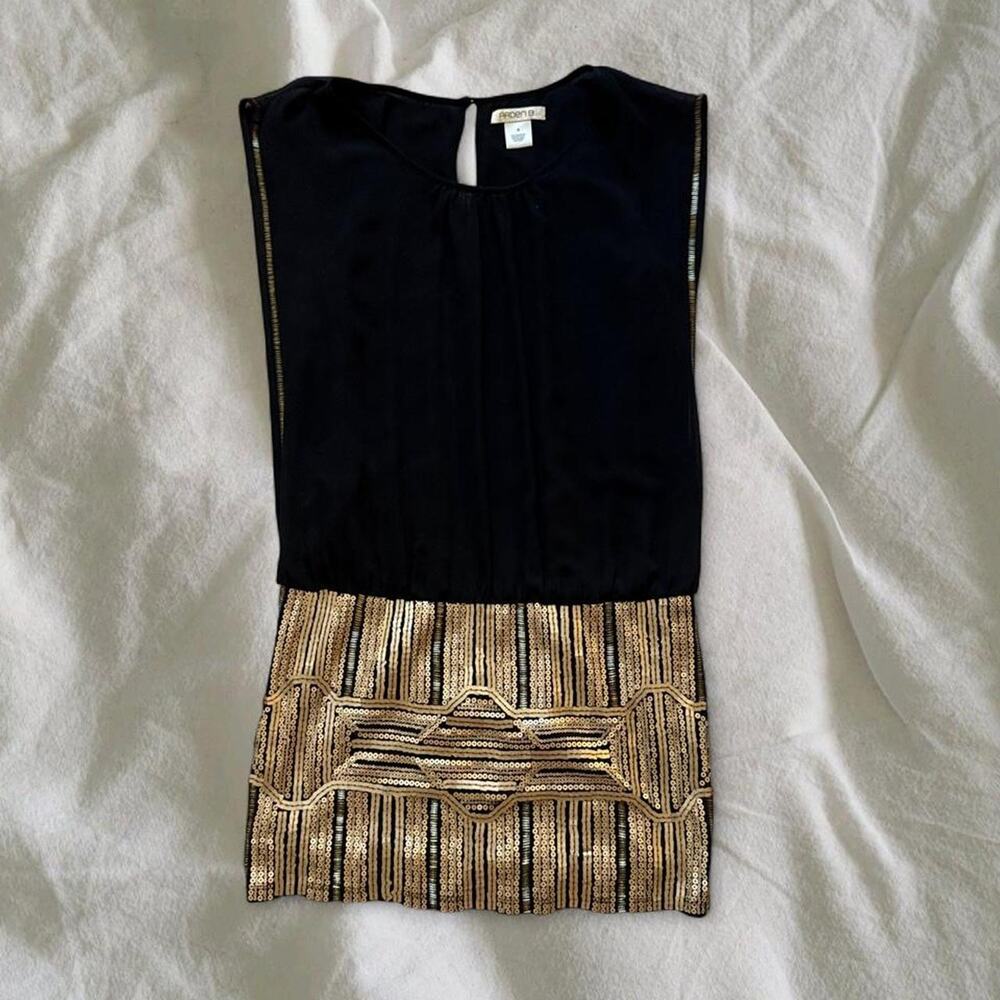 Y2K Black & Gold Sequin Party Mini Dress